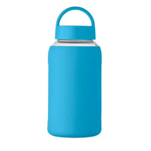 Borraccia in vetro con custodia in silicone e tappo con maniglia da 600ml