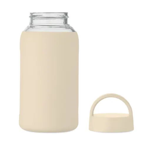 Borraccia in vetro con custodia in silicone e tappo con maniglia da 600ml
