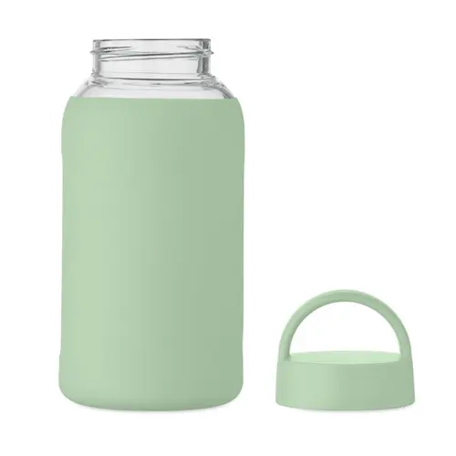 Borraccia in vetro con custodia in silicone e tappo con maniglia da 600ml