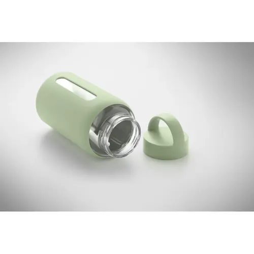 Borraccia in vetro con custodia in silicone e tappo con maniglia da 600ml