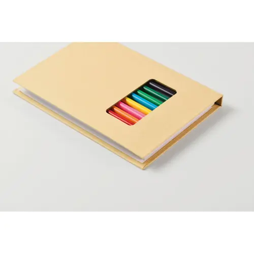 Set da disegno per bambini con 50 fogli di carta riciclata e 12 matite colorate in legno
