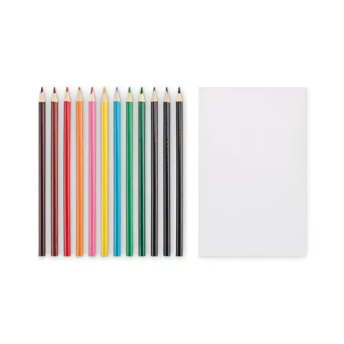Set da disegno per bambini con 50 fogli di carta riciclata e 12 matite colorate in legno