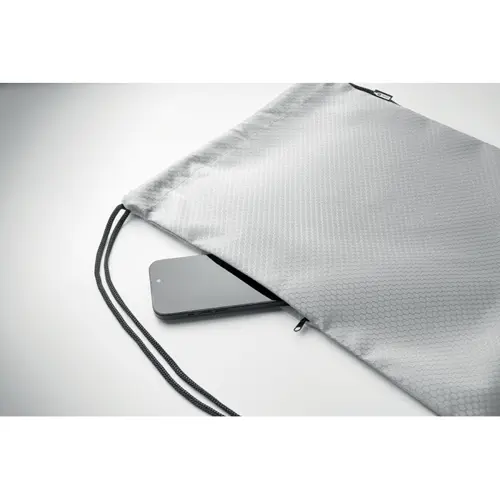 Sacca in RPET con tasca laterale verticale con zip 34x42cm