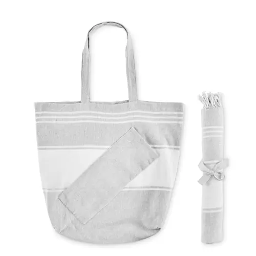 Borsa da spiaggia con telo hammam in cotone e poliestere da 180gr 50x14x38cm