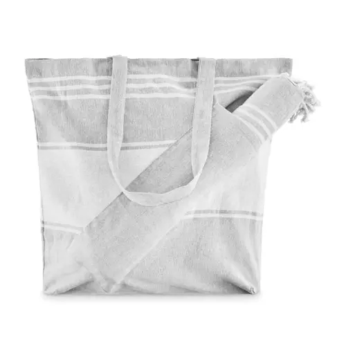 Borsa da spiaggia con telo hammam in cotone e poliestere da 180gr 50x14x38cm