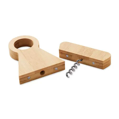 Supporto per bottiglie in bambù con cavatappi integrato
