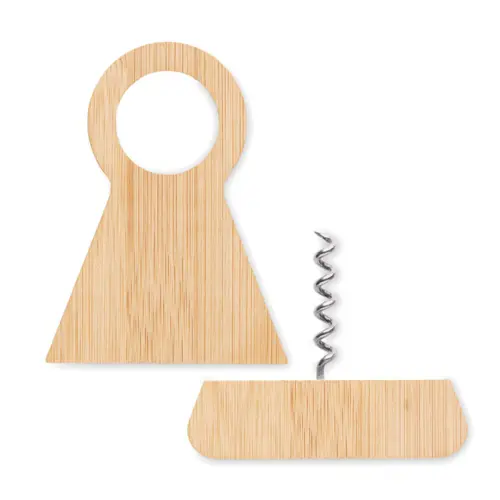 Supporto per bottiglie in bambù con cavatappi integrato