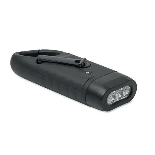 Torcia a 3 LED alimentata da pannello solare e manovella a dinamo