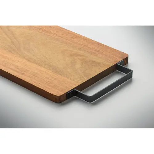 Tagliere in legno di acacia con manico in acciaio inox 34x20x1cm
