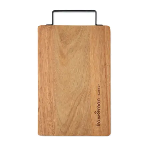 Tagliere in legno di acacia con manico in acciaio inox 34x20x1cm