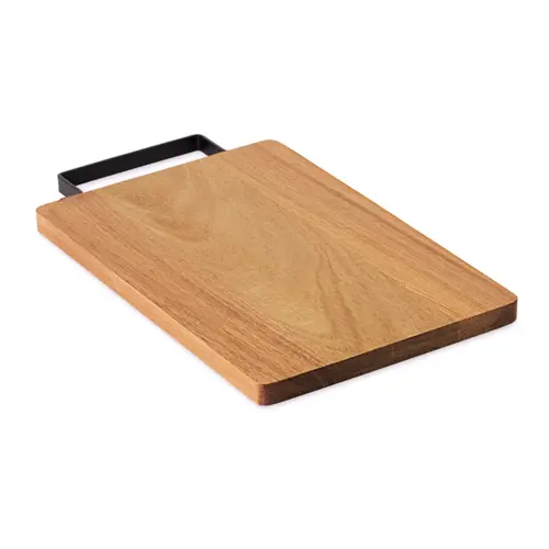 Tagliere in legno di acacia con manico in acciaio inox 34x20x1cm