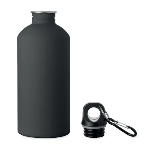 Borraccia termica in acciaio inox riciclato finitura gommata e moschettone 500ml