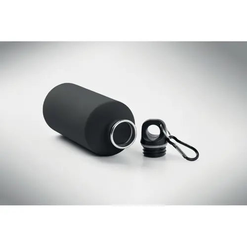 Borraccia termica in acciaio inox riciclato finitura gommata e moschettone 500ml