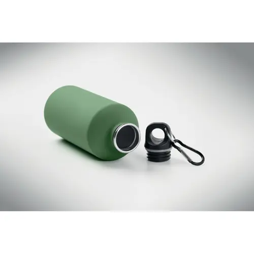 Borraccia termica in acciaio inox riciclato finitura gommata e moschettone 500ml