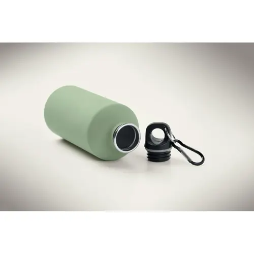 Borraccia termica in acciaio inox riciclato finitura gommata e moschettone 500ml