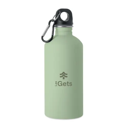 Borraccia termica in acciaio inox riciclato finitura gommata e moschettone 500ml