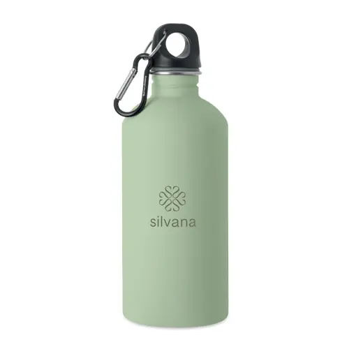 Borraccia termica in acciaio inox riciclato finitura gommata e moschettone 500ml