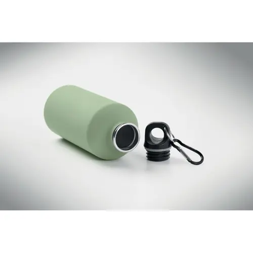 Borraccia termica in acciaio inox riciclato finitura gommata e moschettone 500ml