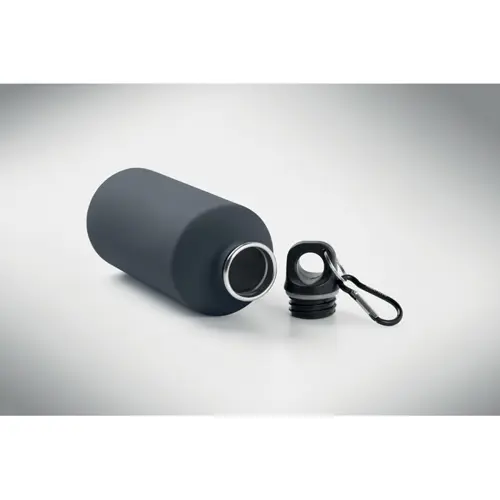 Borraccia termica in acciaio inox riciclato finitura gommata e moschettone 500ml