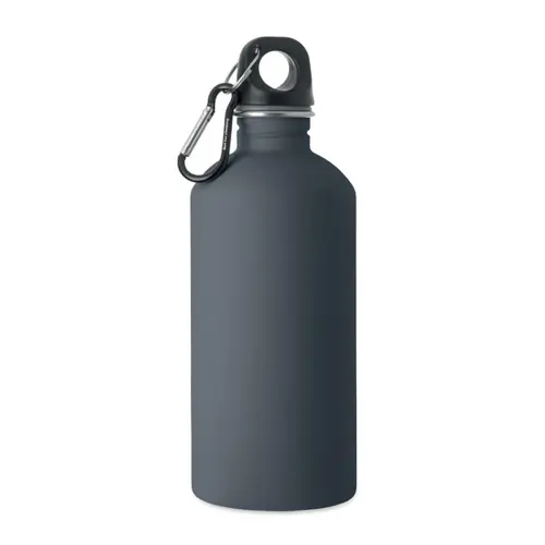 Borraccia termica in acciaio inox riciclato finitura gommata e moschettone 500ml