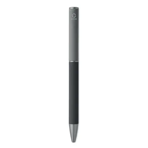 Penna a sfera a rotazione in alluminio riciclato gommato e refill blu