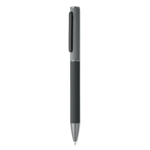 Penna a sfera a rotazione in alluminio riciclato gommato e refill blu