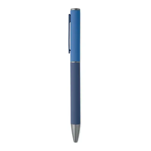 Penna a sfera a rotazione in alluminio riciclato gommato e refill blu