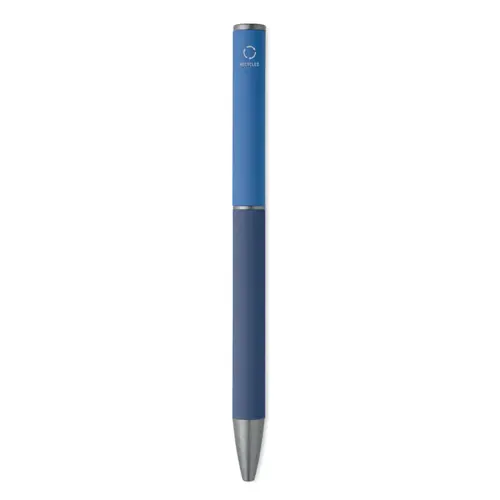 Penna a sfera a rotazione in alluminio riciclato gommato e refill blu
