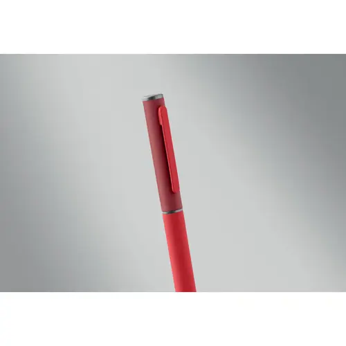 Penna a sfera a rotazione in alluminio riciclato gommato e refill blu