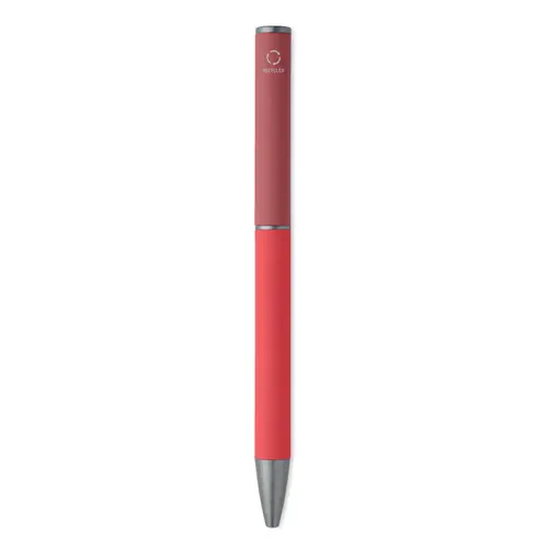 Penna a sfera a rotazione in alluminio riciclato gommato e refill blu