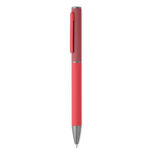 Penna a sfera a rotazione in alluminio riciclato gommato e refill blu