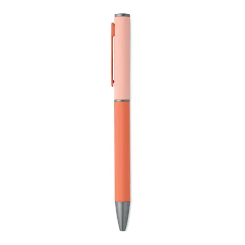 Penna a sfera a rotazione in alluminio riciclato gommato e refill blu