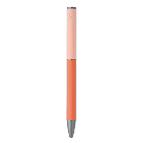 Penna a sfera a rotazione in alluminio riciclato gommato e refill blu