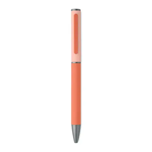 Penna a sfera a rotazione in alluminio riciclato gommato e refill blu