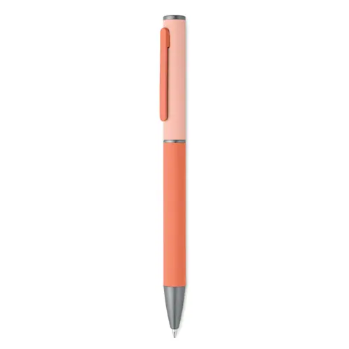 Penna a sfera a rotazione in alluminio riciclato gommato e refill blu