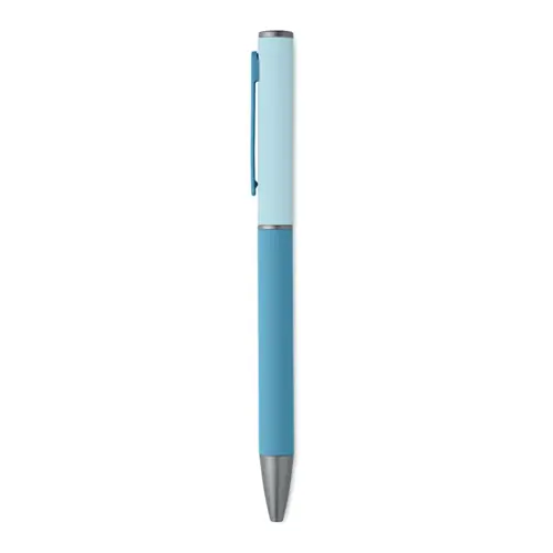 Penna a sfera a rotazione in alluminio riciclato gommato e refill blu