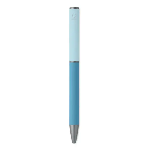 Penna a sfera a rotazione in alluminio riciclato gommato e refill blu
