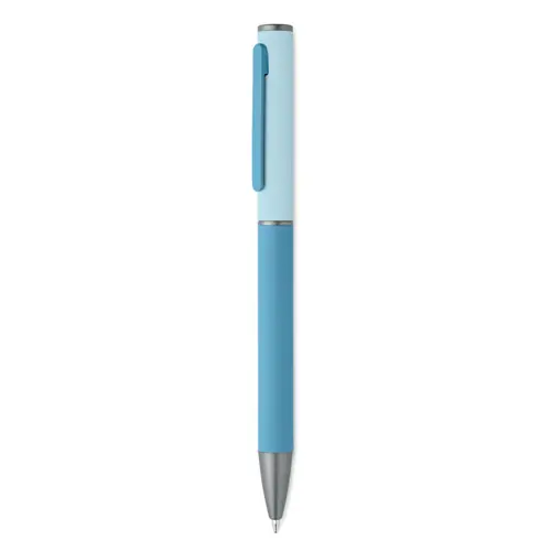 Penna a sfera a rotazione in alluminio riciclato gommato e refill blu