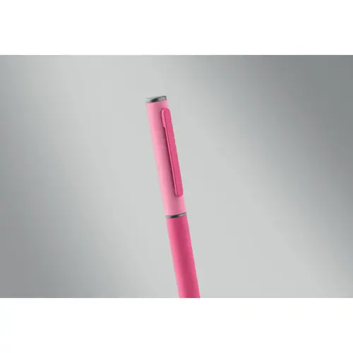 Penna a sfera a rotazione in alluminio riciclato gommato e refill blu