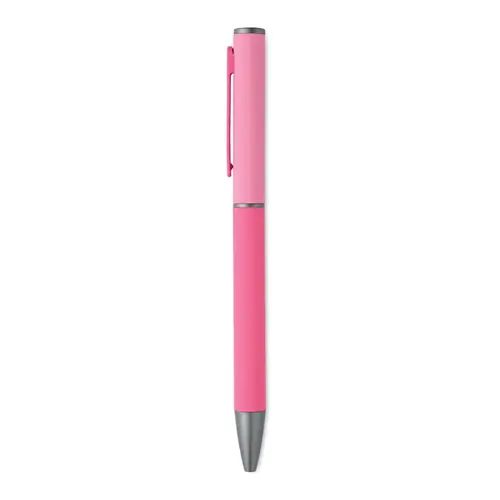 Penna a sfera a rotazione in alluminio riciclato gommato e refill blu
