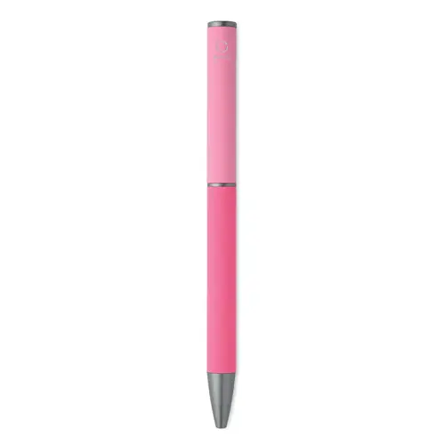 Penna a sfera a rotazione in alluminio riciclato gommato e refill blu