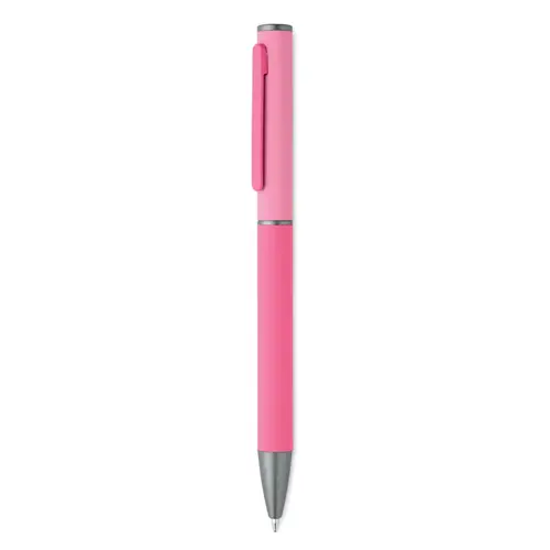 Penna a sfera a rotazione in alluminio riciclato gommato e refill blu