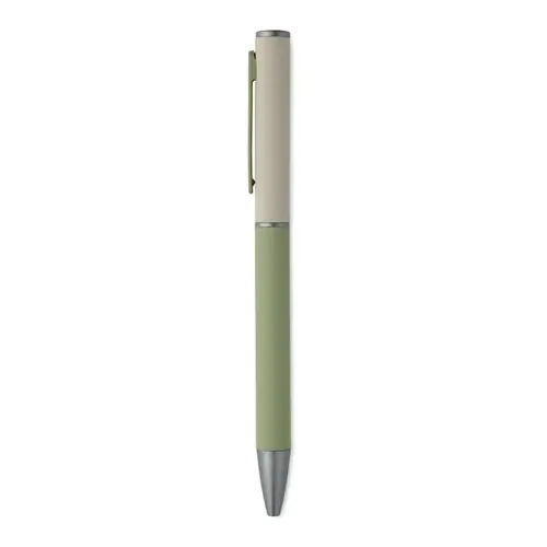 Penna a sfera a rotazione in alluminio riciclato gommato e refill blu