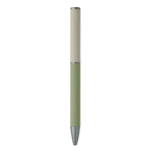 Penna a sfera a rotazione in alluminio riciclato gommato e refill blu