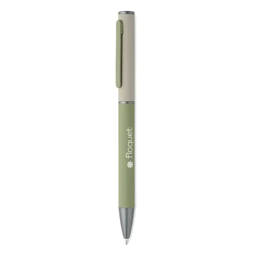 Penna a sfera a rotazione in alluminio riciclato gommato e refill blu