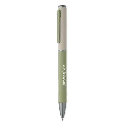 Penna a sfera a rotazione in alluminio riciclato gommato e refill blu