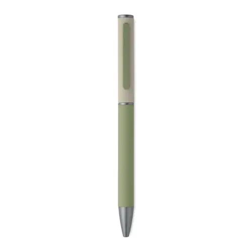 Penna a sfera a rotazione in alluminio riciclato gommato e refill blu