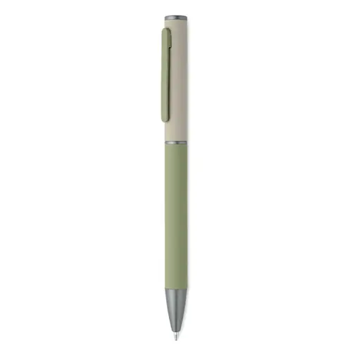 Penna a sfera a rotazione in alluminio riciclato gommato e refill blu