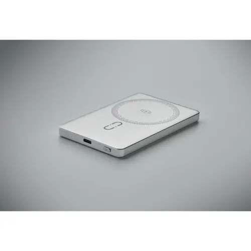 Power bank wireless magnetico in alluminio riciclato 5000mAh per smartphone smartwatch e cuffie