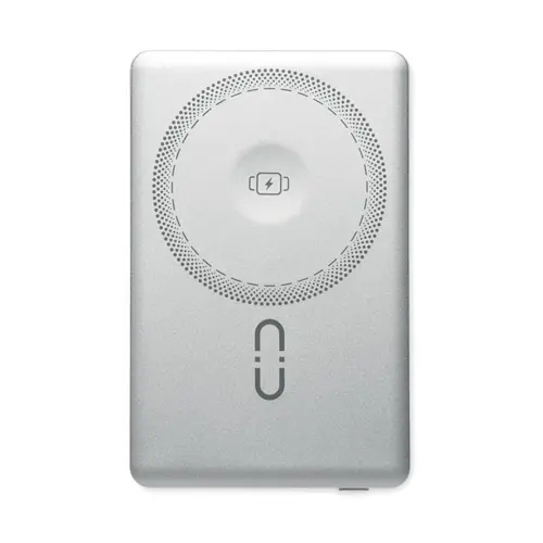 Power bank wireless magnetico in alluminio riciclato 5000mAh per smartphone smartwatch e cuffie